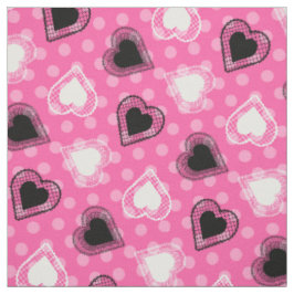 Pink Polka Dots Lace Hearts Stoff