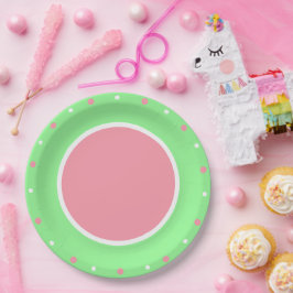 Pink Polka Dots Mint Green Pappteller