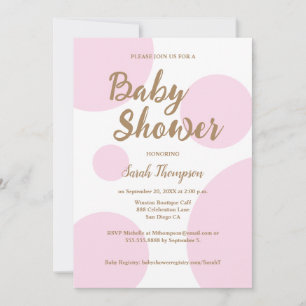 Pink Polka dots Modern Chic Baby Shower Einladung