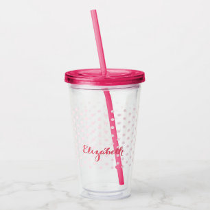 Pink Polka Dots Monogram Kids Girls Geburtstagspar Acryltrinkbecher