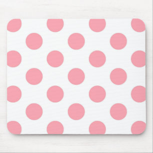 Pink Polka Dots Pattern auf White Girly Mousepad