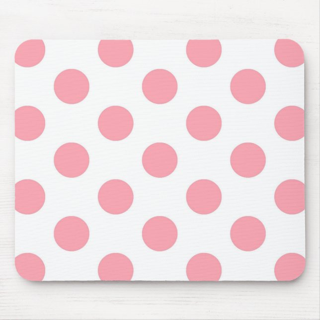 Pink Polka Dots Pattern auf White Girly Mousepad (Vorne)