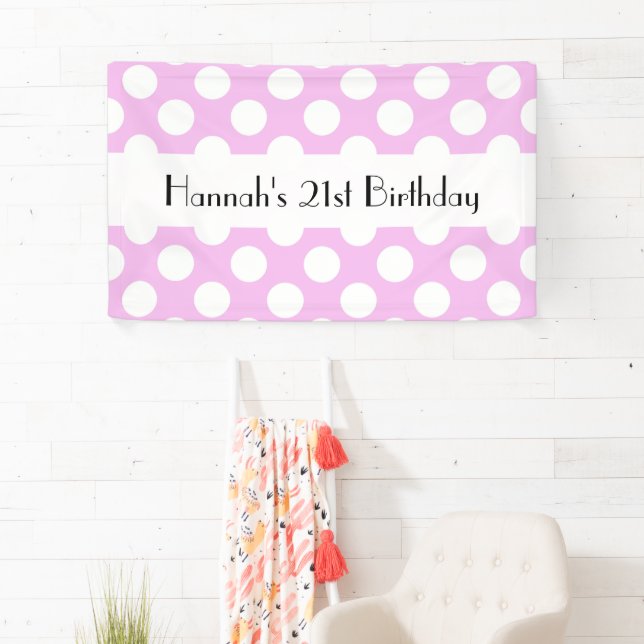 Pink Polka Dots, Polka Dot Pattern, Dots, Geburtst Banner (Insitu)