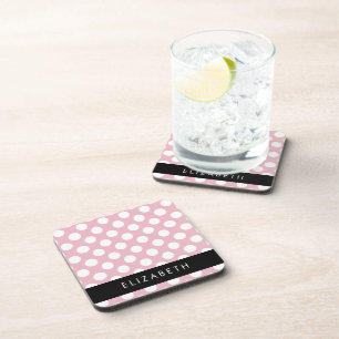 Pink Polka Dots, Polka Dot Pattern, Ihr Name Getränkeuntersetzer