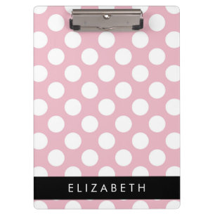 Pink Polka Dots, Polka Dot Pattern, Ihr Name Klemmbrett