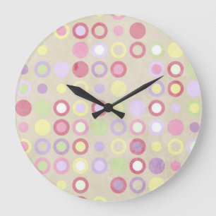 Pink Polka Dots Round Wall Clock Große Wanduhr