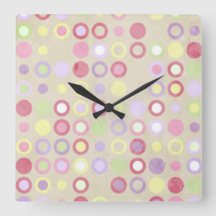 Pink Polka Dots Square Wall Clock Quadratische Wanduhr