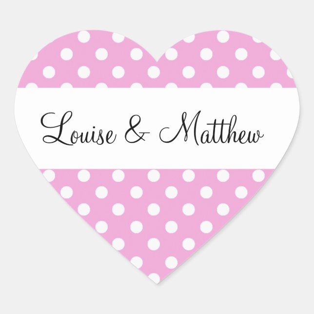 Pink Polka Dots Wedding Y190 Herz-Aufkleber (Vorderseite)