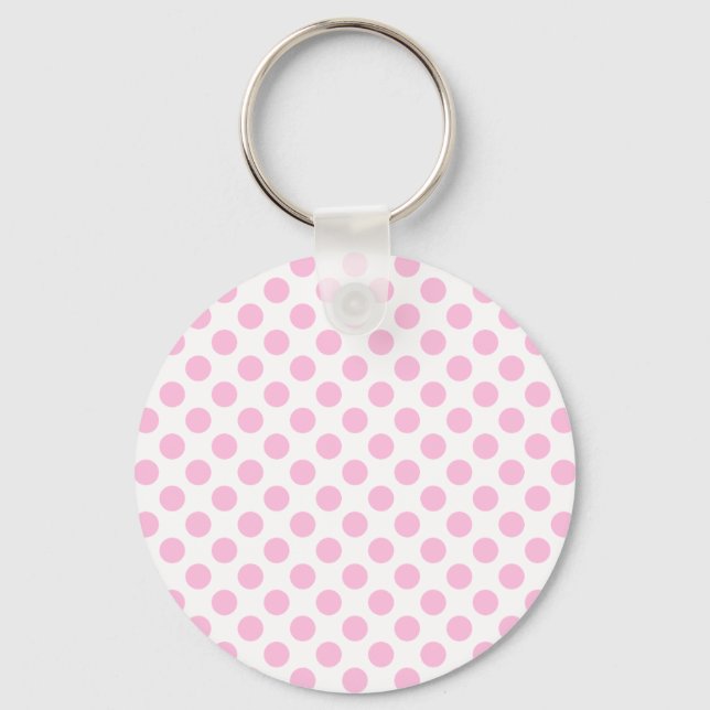 Pink Polka Dots with Customizable Background Schlüsselanhänger (Vorderseite)