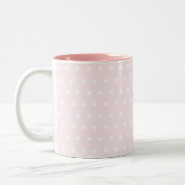 Pink Polka Dots Zweifarbige Tasse (Links)