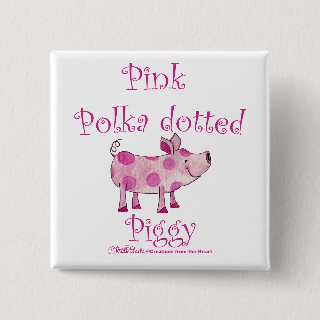 Pink Polka Dotted Piggy Button (Vorderseite)