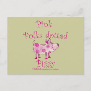 Pink Polka Dotted Piggy Postkarte