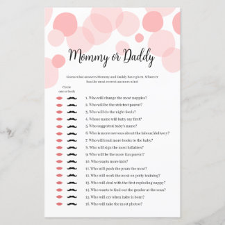 Pink Polka Girl Baby Shower Mommy oder Daddy Game