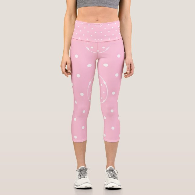 Pink Polka Parade Capri Leggings (Vorderseite)