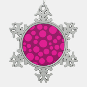 Pink-Polka-Punkt Schneeflocken Zinn-Ornament