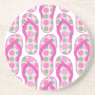 Pink Polka-Punkt umdreh Flop-Design Sandstein Untersetzer
