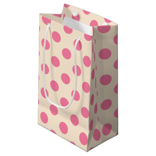 Pink Polka Punkte auf creme kleine Geschenktüte