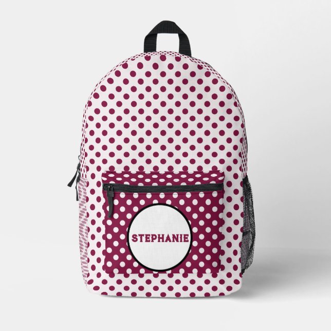 Pink-Polka-Punkte Bedruckter Rucksack (Vorderseite)