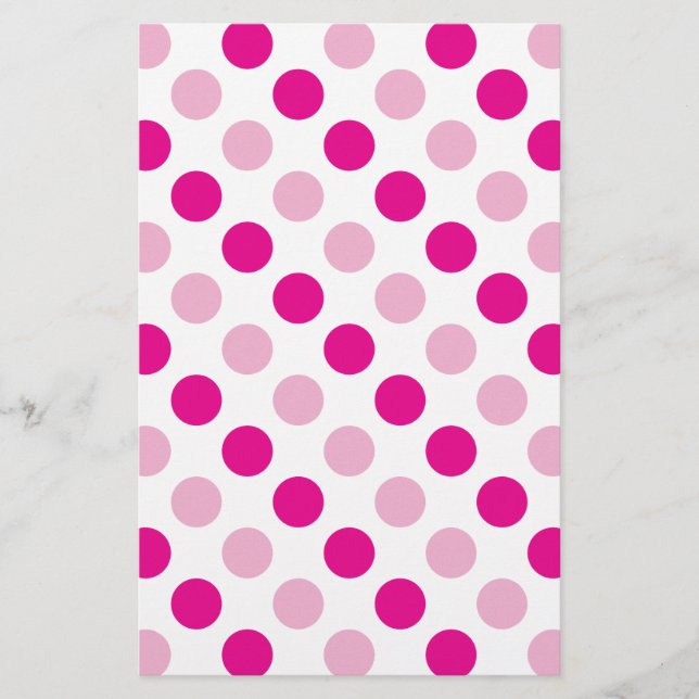 Pink-Polka-Punktmuster Briefpapier (Vorderseite)