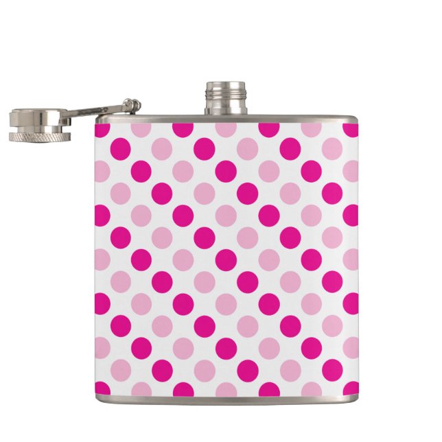 Pink-Polka-Punktmuster Flachmann (Geöffnet)