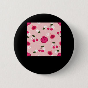 Pink Pomegranate Fruchtkirsche Floral Daisy Sticke Button