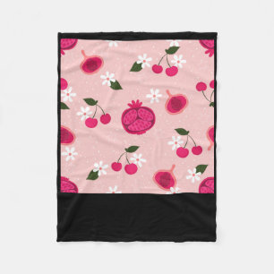 Pink Pomegranate Fruchtkirsche Floral Daisy Sticke Fleecedecke