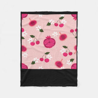 Pink Pomegranate Fruchtkirsche Floral Daisy Sticke Fleecedecke