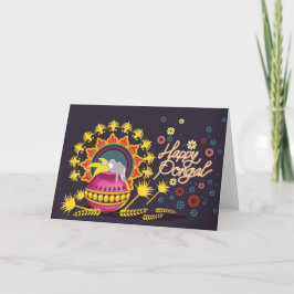 Pink Pongal Pot auf Dunkelblau Karte