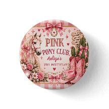 Pink Pony Club Cowgirl Geburtstagsbutton