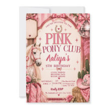 Pink Pony Club Cowgirl Geburtstagseinladung