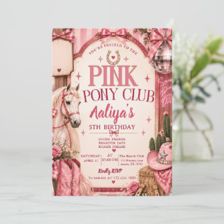 Pink Pony Club Cowgirl Geburtstagseinladung Einladung