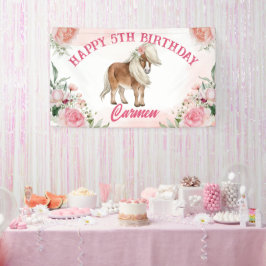 Pink pony Geburtstagsgeschenk auf cowgirl Party Banner
