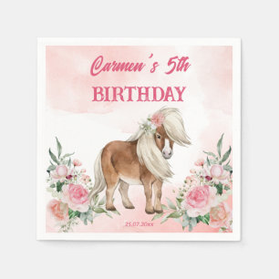 Pink pony Geburtstagsgeschenk auf cowgirl Party Serviette