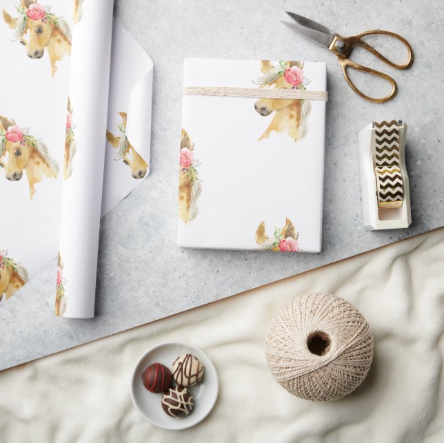 Pink Pony Girl Wrapping Paper Geschenkpapier (Basteln)