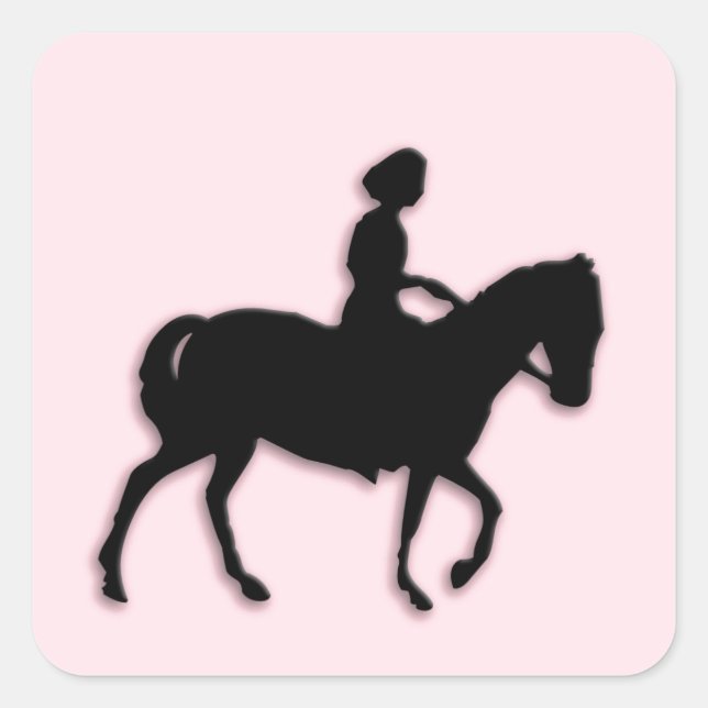 Pink Pony mit Little Girl Quadratischer Aufkleber (Vorderseite)