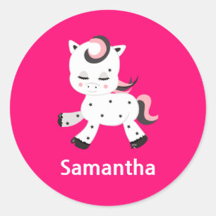 Pink Pony Runder Aufkleber