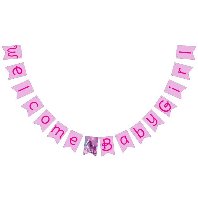 Pink Pony Unicorn Bunting Banner for Baby Shower (Alle)