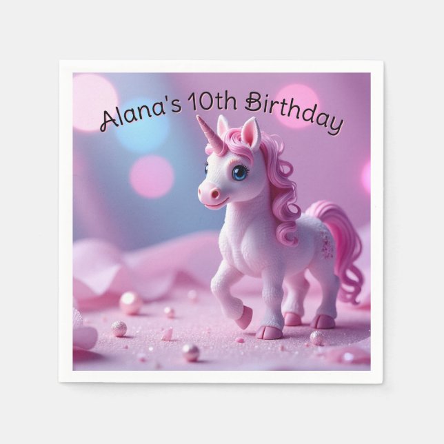 Pink Pony Unicorro Papier Napkins Serviette (Vorderseite)