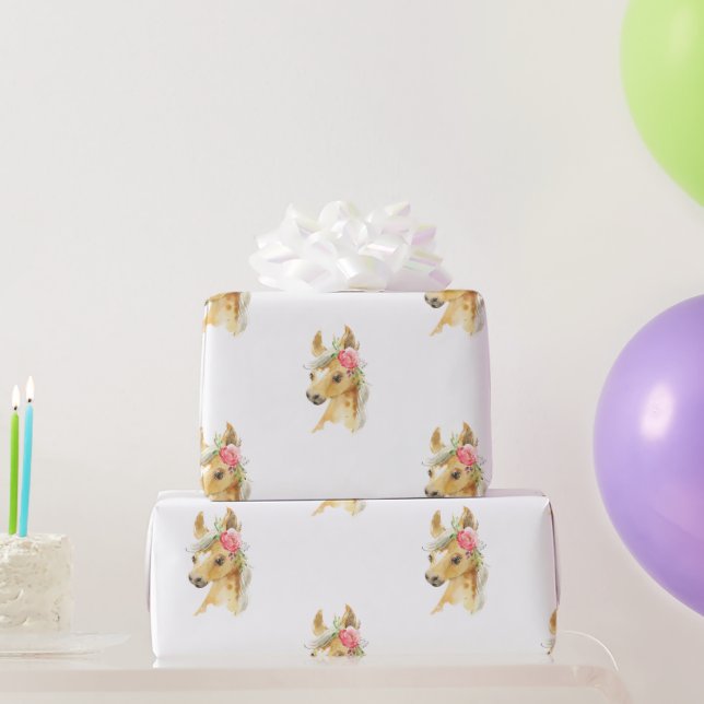 Pink Pony Wrapping Paper Geschenkpapier (Partygeschenke)