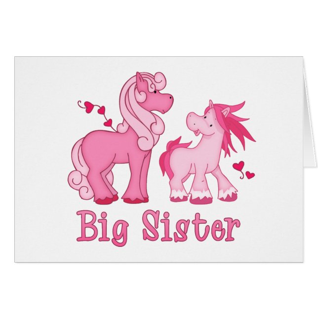 Pink Ponys Big Sister Blank Card (Vorderseite (Horizontal))