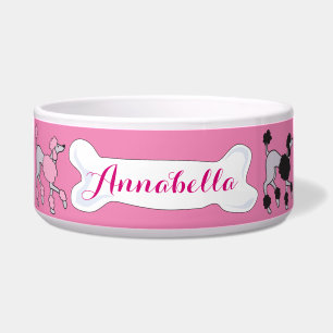 PINK POODLE Anpassbare Bezeichnung Dogfood Pet Bow Napf