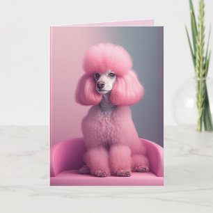 PINK POODLE ART BIRTHDAY CARD KARTE