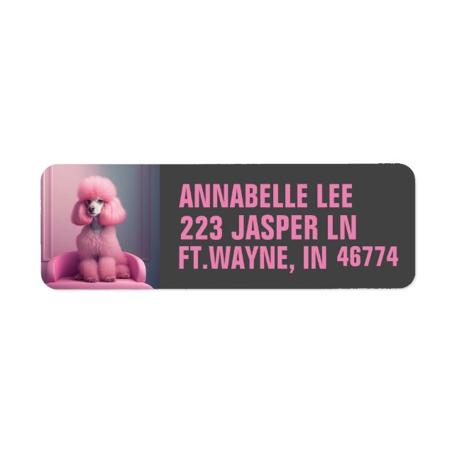 PINK POODLE ART RÜCKSENDEADRESSEN-AUFKLEBER (Vorne)