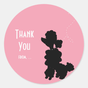 Pink Poodle Dog 50er Gastgeschenk Sticker