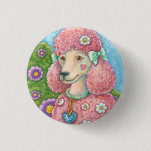 PINK POODLE DOG TASTE RUNDE BUTTON