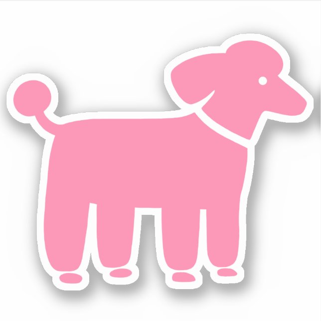 Pink Poodle Dose Design Niedlicher Vinyl Sticker (Vorderseite)