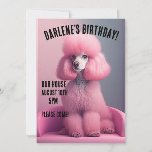 PINK POODLE GEBURTSTAG CUSTOM Party Einladungen