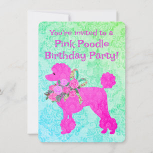 Pink Poodle Girls Geburtstagsbeispiel Einladung