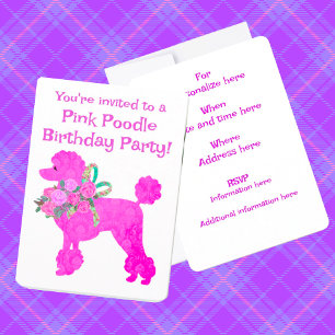 Pink Poodle Girls Geburtstagsbeispiel Einladung