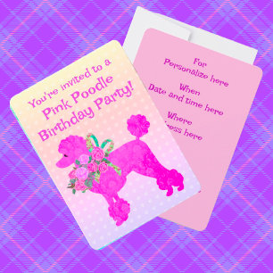 Pink Poodle Girls Geburtstagsbeispiel Einladung